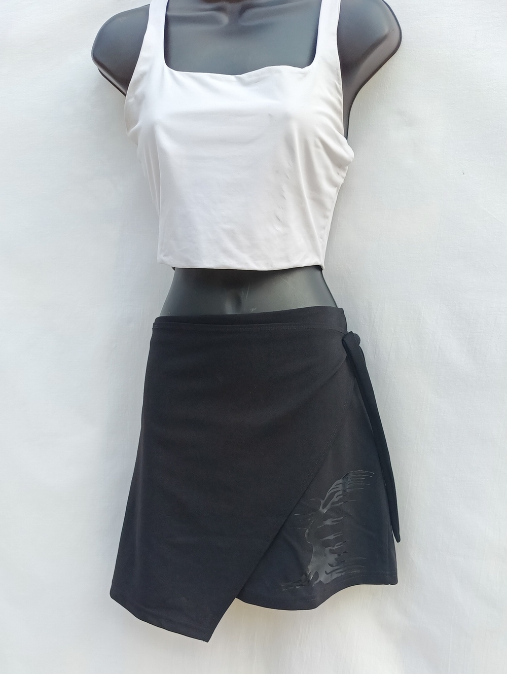 Black Wrap Skirt for Women - Classic A-Line Style
